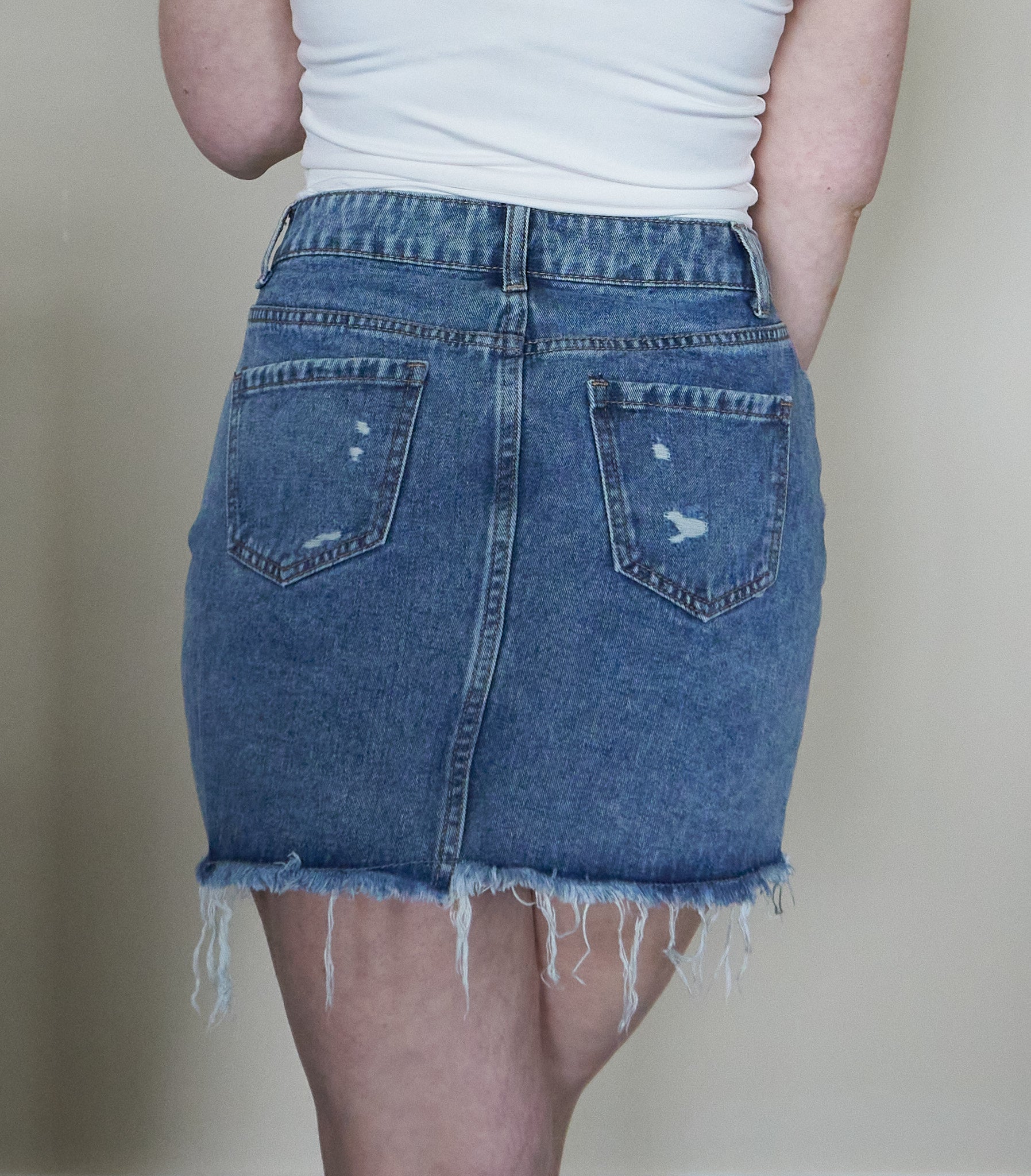 Distressed sale denim skirt