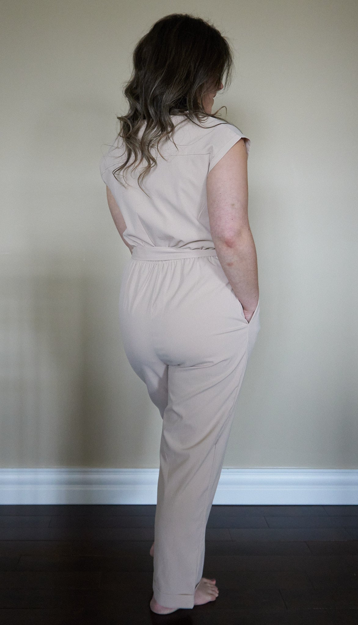 Buttoned V Neck Jumpsuit