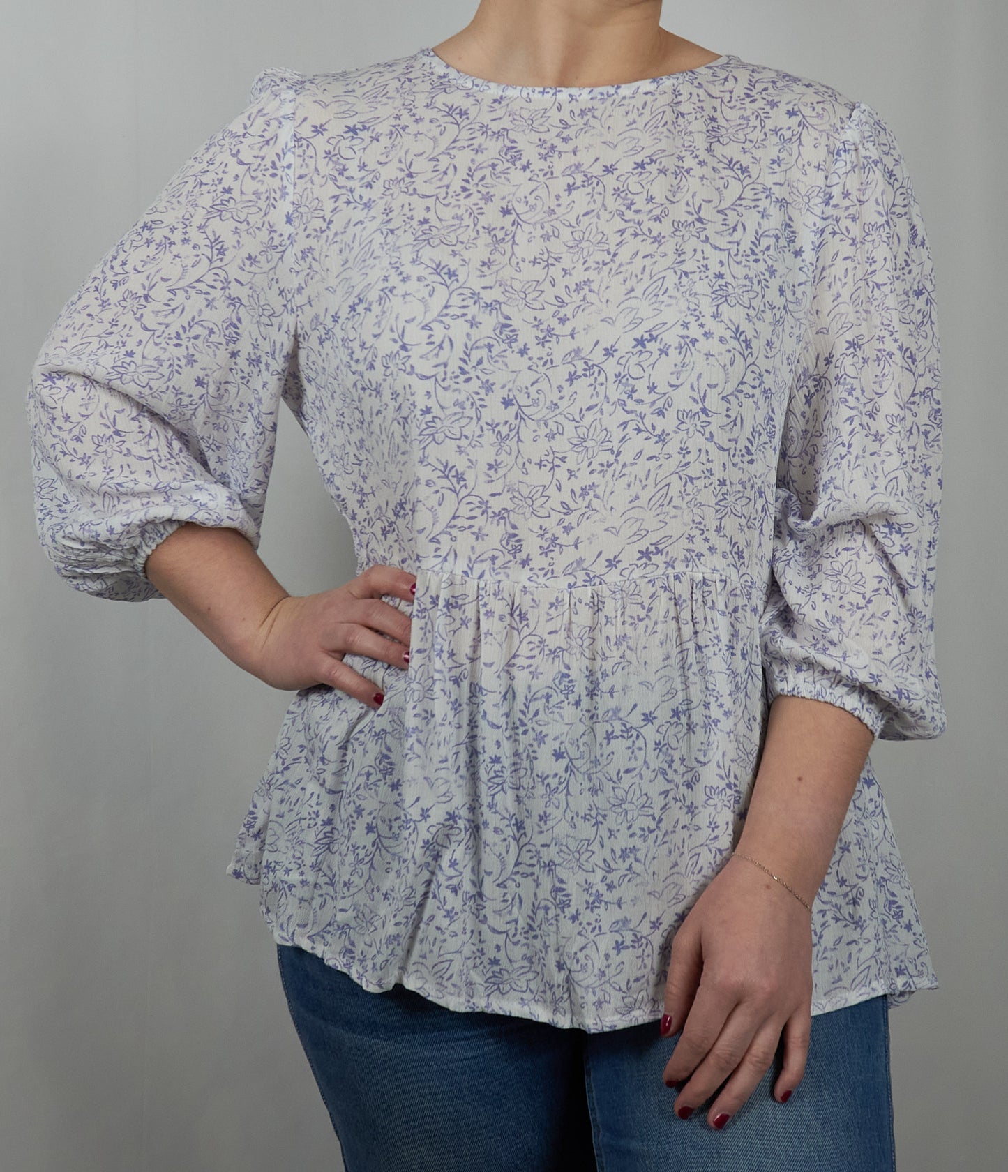 Floral Print Puff Sleeve Blouse