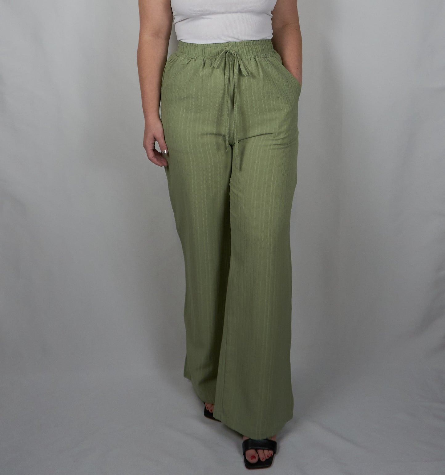 Green High Waist Wide Leg Pants