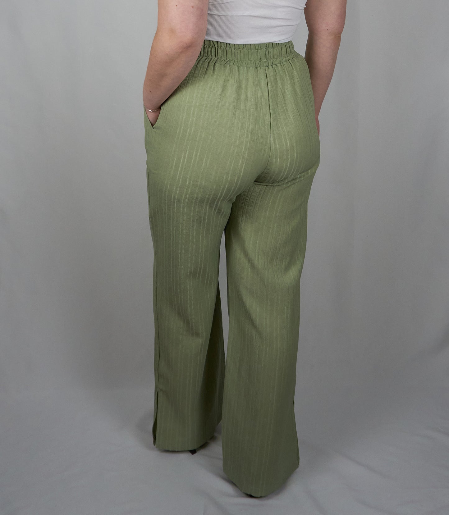 Green High Waist Wide Leg Pants