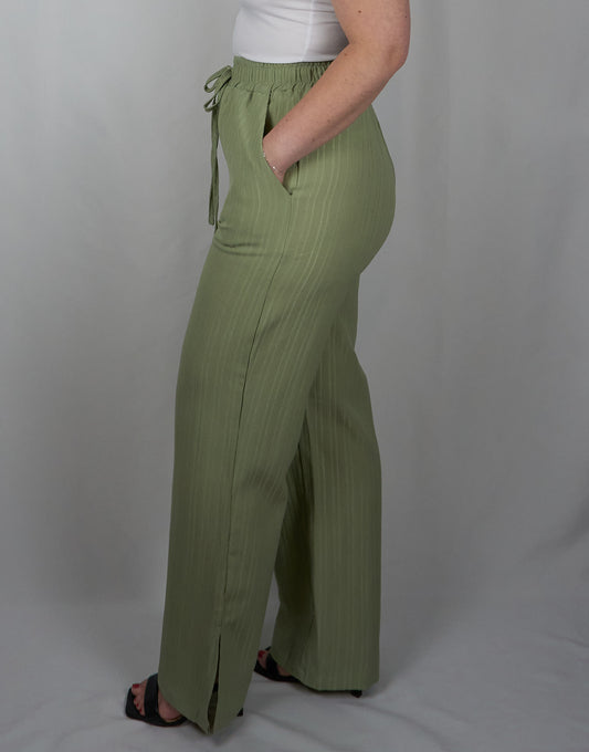 Green High Waist Wide Leg Pants