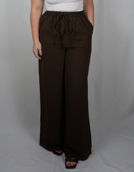 Brown High Waist Wide Leg Pants