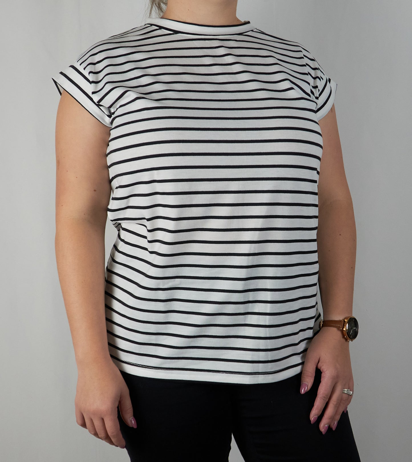 Striped Cap Sleeve Tee