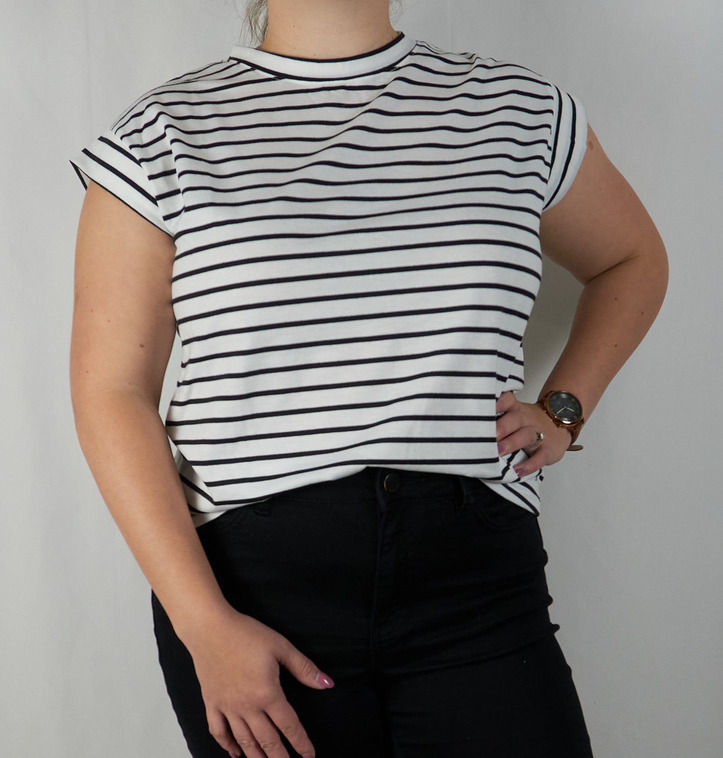 Striped Cap Sleeve Tee