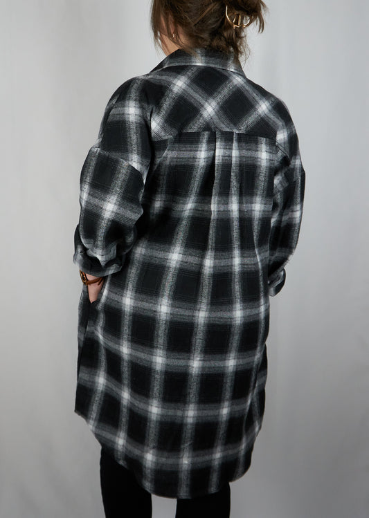 Plaid Button Up Long Shirt Jacket