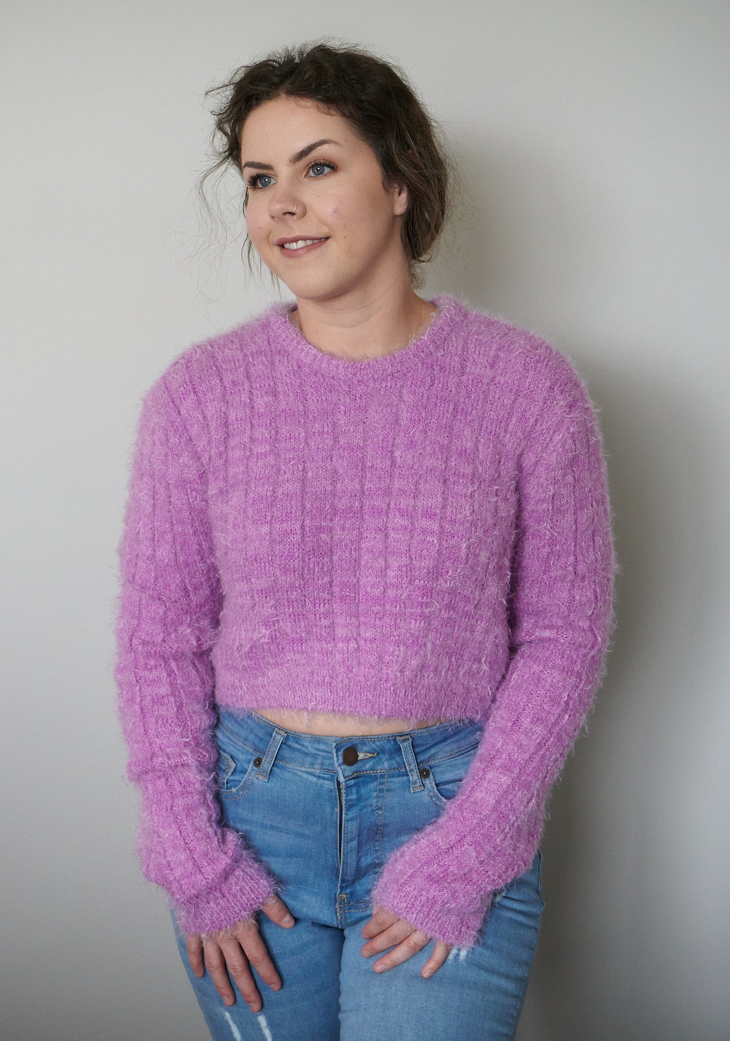 Soft Crop Sweater - Lilac