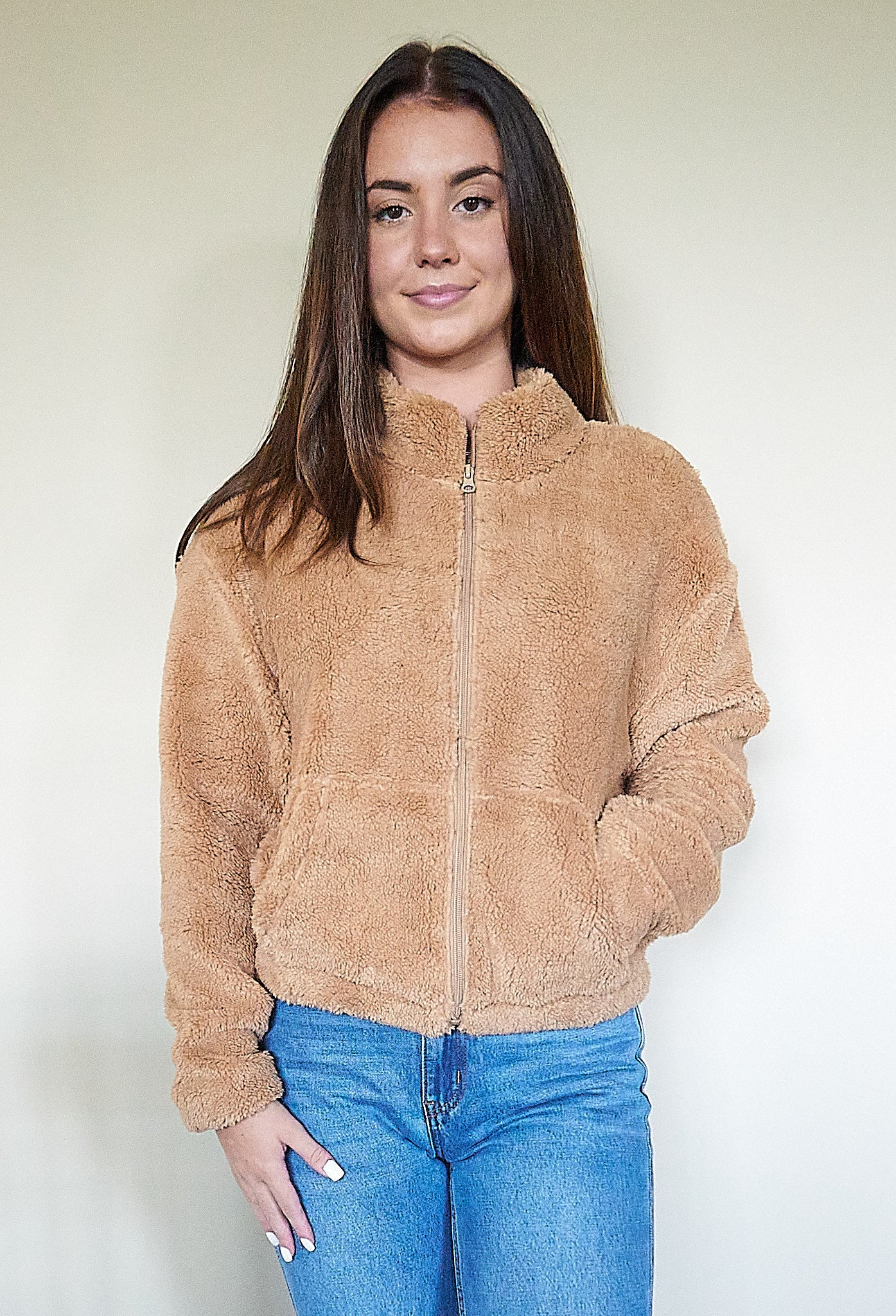 Sherpa Fleece Zip Up Sweater