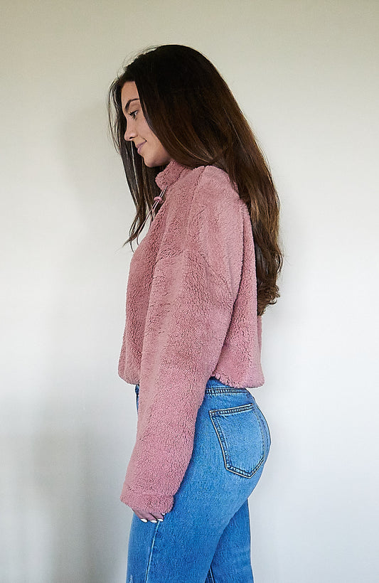 Sherpa Fleece Funnel Neck Top