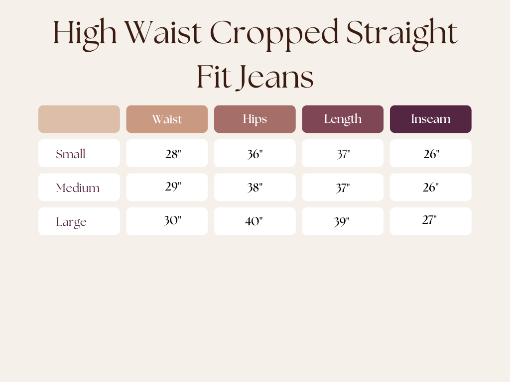 High Waist Cropped Straight Fit Jeans